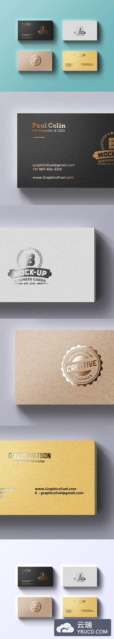 新鲜的名片工艺特效展示模型（Mockup）PSD下载[烫金、烫银]