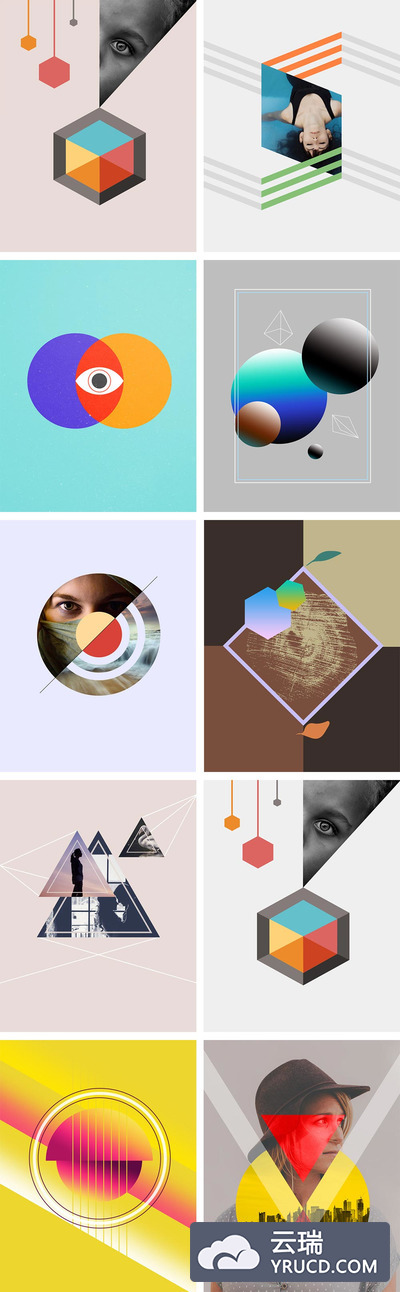 抽象好用的图形海报素材PSD下载