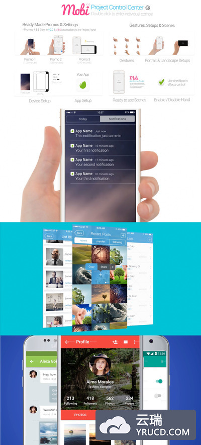 用于展示iOS应用APP项目的AE视频展示源文件下载[aep]