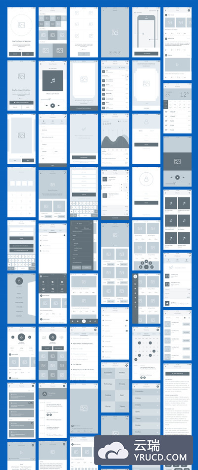 一套完美的APP Ui Kits原型绘制线框图下载[For Ai , Sketch]