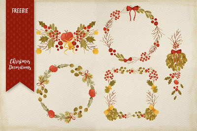 圣诞节氛围素材[圣诞花环+圣诞边框,高清PNG]