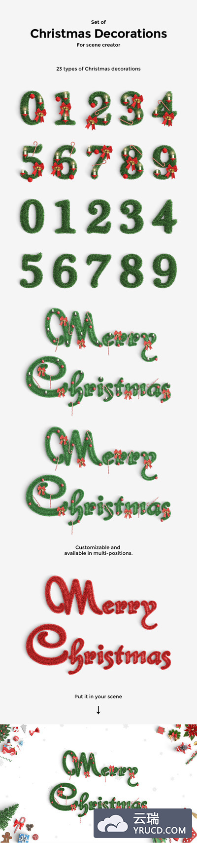 圣诞节必备的数字与字母风格字体下载[PSD]