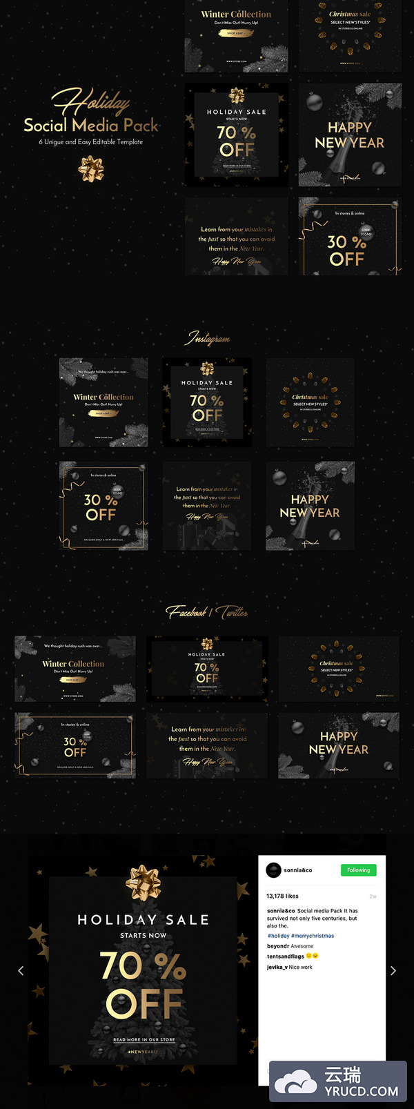 黑金色的高品质圣诞素材打包下载[PSD]