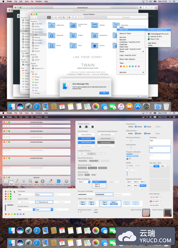 MAC OS UI KIT(少见的苹果电脑UI包 for sketch)