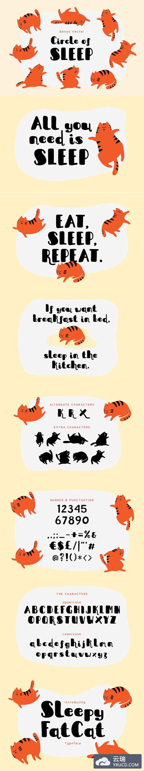 肥猫风格的设计字体与矢量图形打包下载[Ai,ttf,otf]