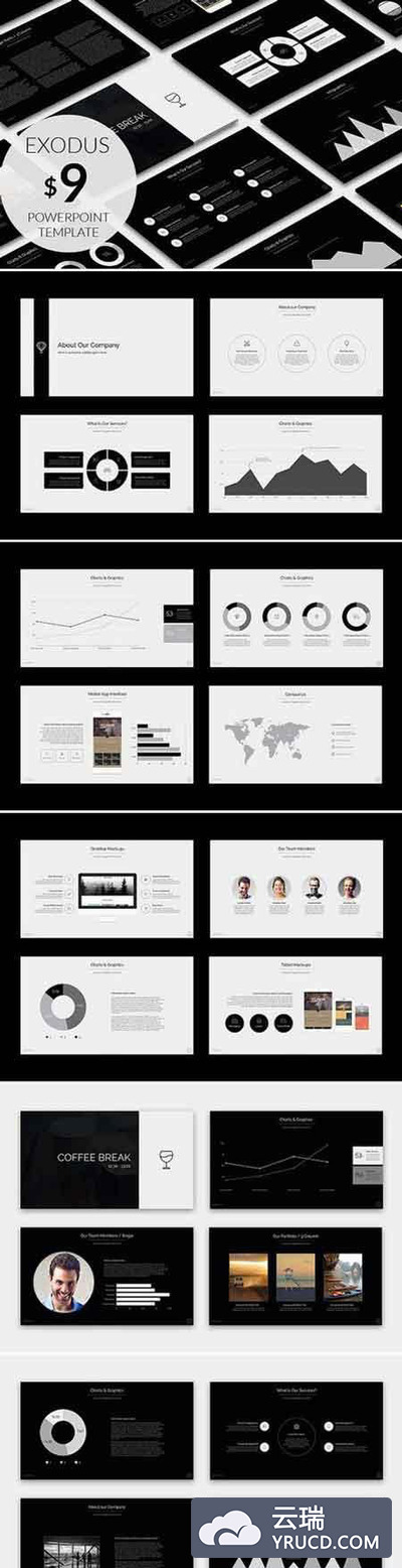 设计感极强的极简主义数据展示PPT模版下载[keynote,黑色+白色风格]