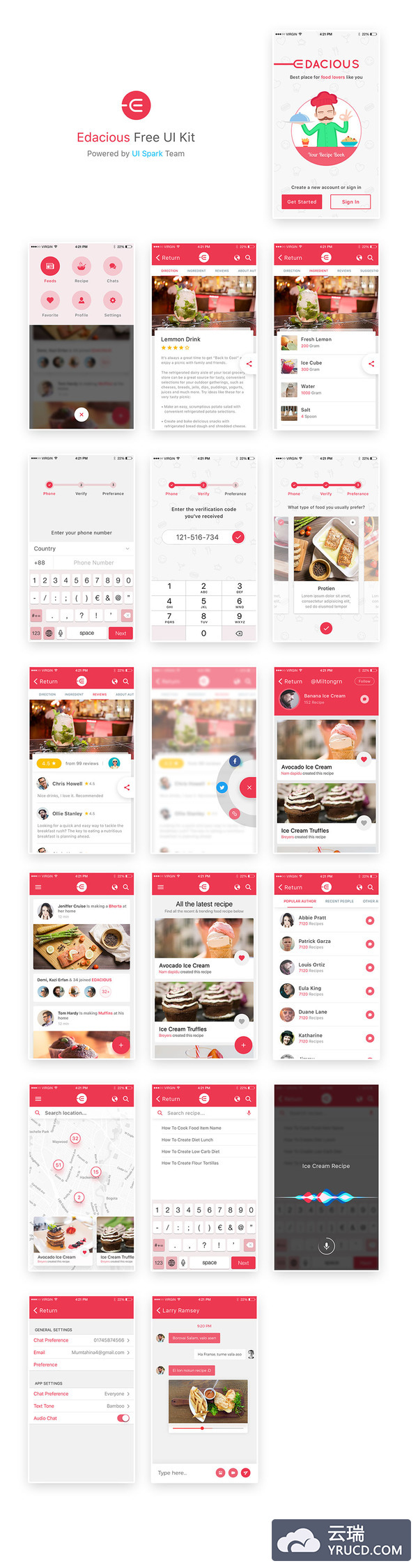 美食送餐类APP UI KITS 免费下载[PSD]