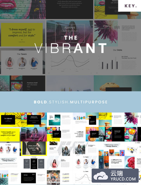 多彩时尚简约的PPT模版下载[PPTX,key]