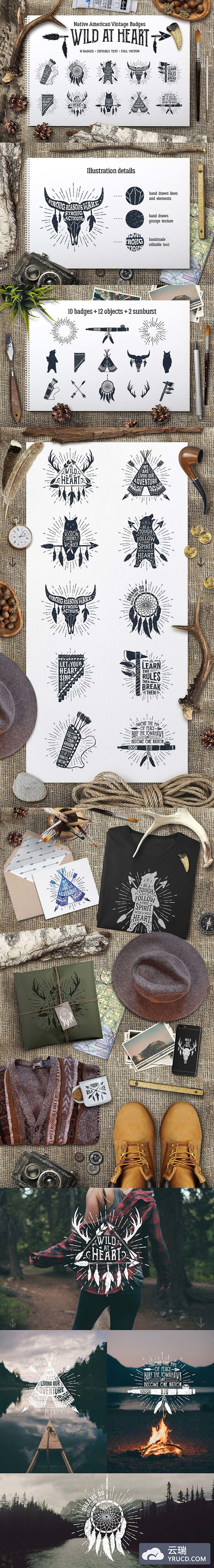 美洲本土元素矢量图形下载[AI,T恤]