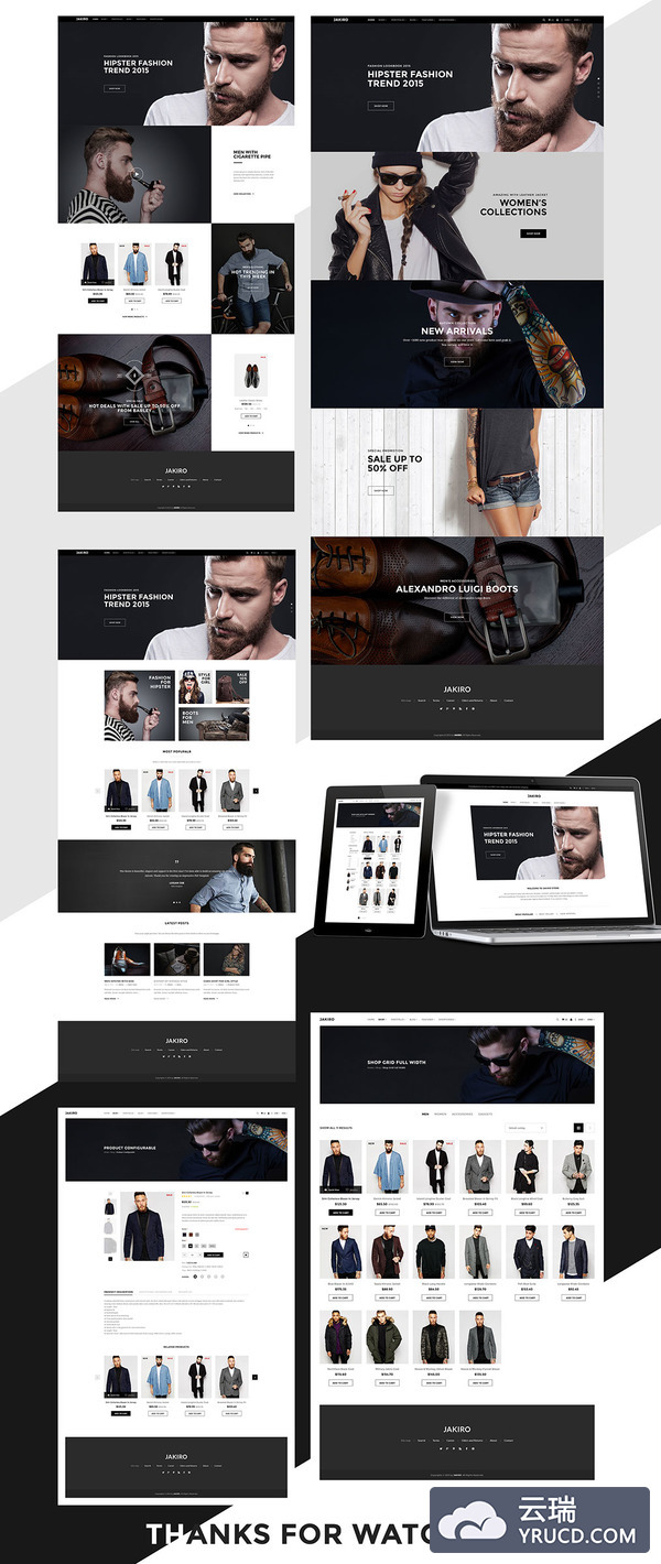 高端简洁的休闲服饰电商网站模版UI kits打包下载[PSD]