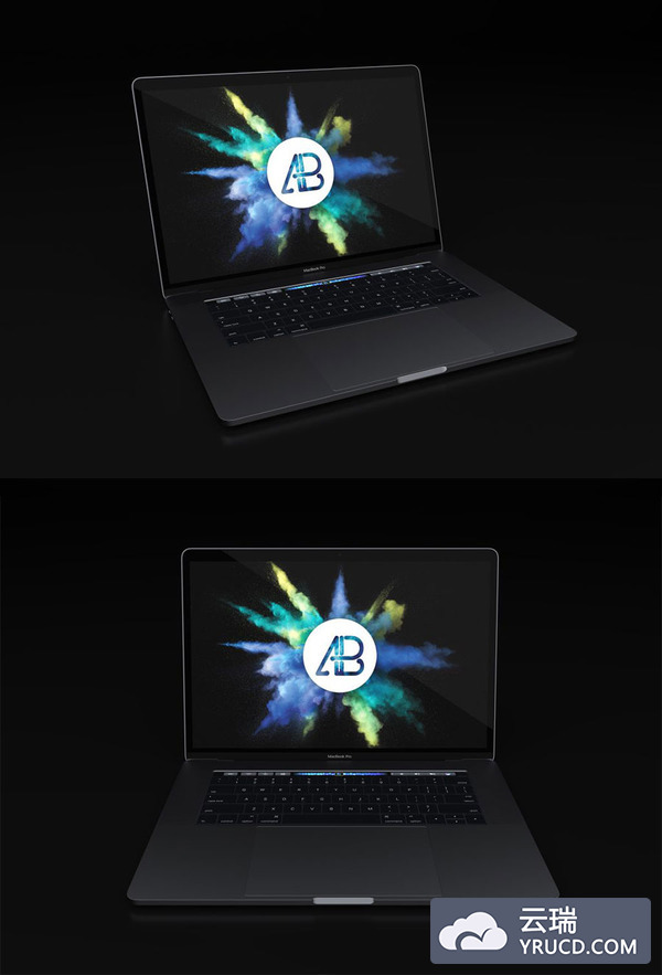 黑调酷炫效果的最新的MacBook Pro展示模型免费下载[PSD]