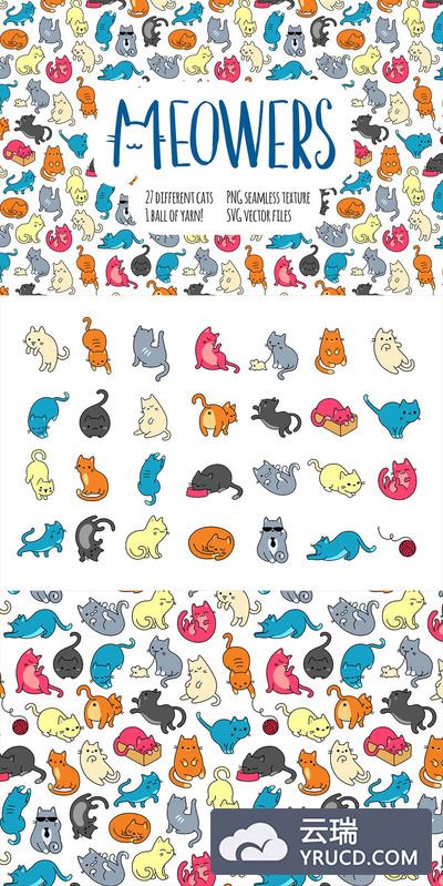 各种各样的卡通猫矢量形象下载[SVG]