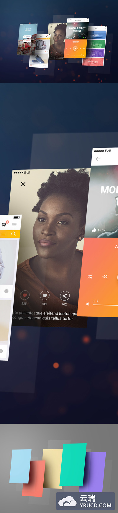 好用简单的APP UI设计展示模型免费下载[PSD]