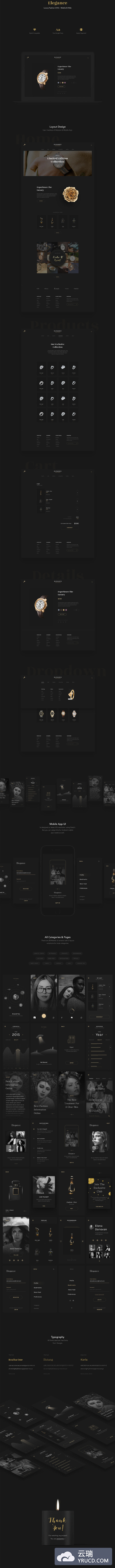黑色的优雅时尚的高逼格APP&Web UI KITS下载[Sketch]