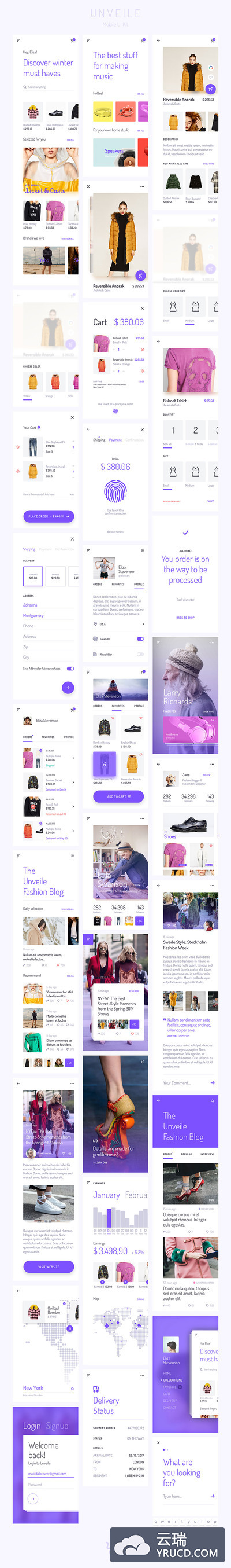 时尚定位的电商APP UI kits套装下载[PSD+Sketch]