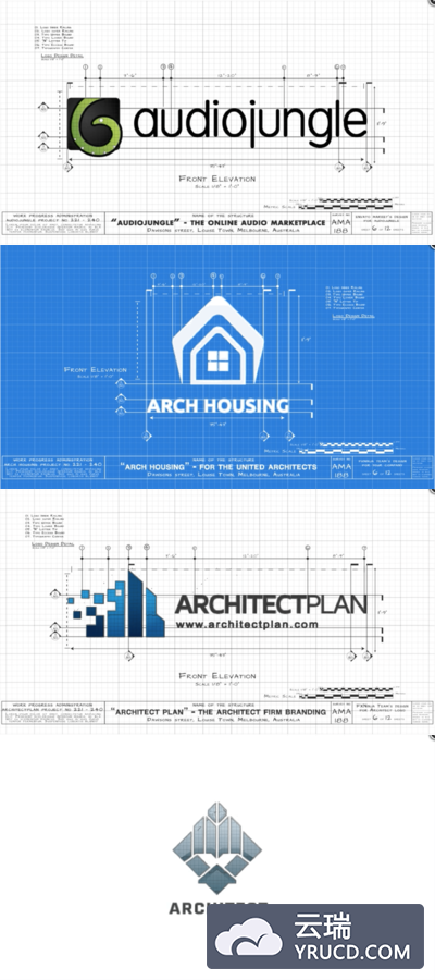 AE手绘线条建筑蓝图Logo动画