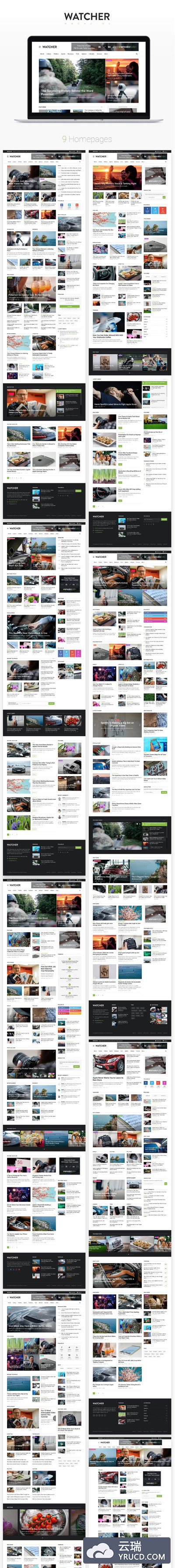 简约完美的新闻资讯类网页模版UI kits下载[PSD]