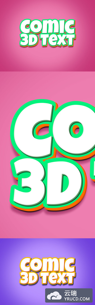 3D特效字体图层样式下载[PSD]