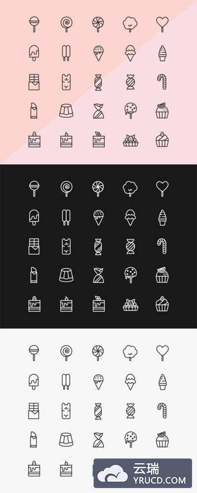 [免费]糖果和冰淇淋图标合集下载[Ai]