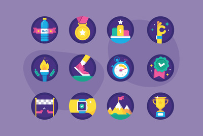 免费的多彩体育运动图标套装下载[SVG]