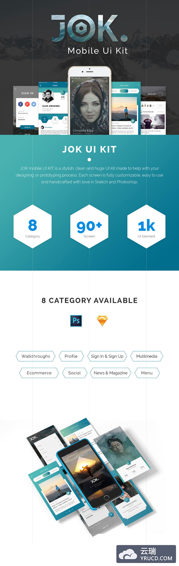 时尚简洁的APP UI KITS免费DEMO下载[PSD,Sketch]