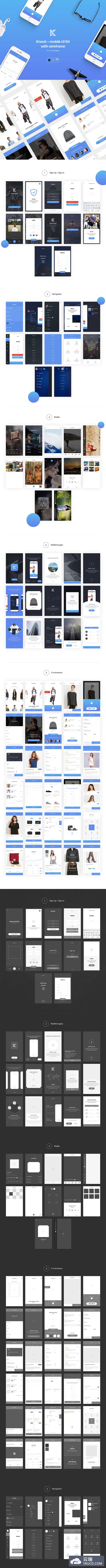 时尚又新鲜的APP UI KITS& Wireframe套装下载[sketch]