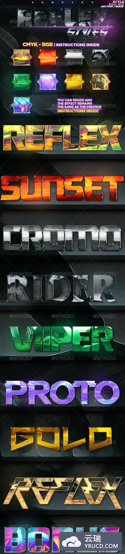 高品质的带反射效果的字体特效photoshop图层样式下载[PSD]