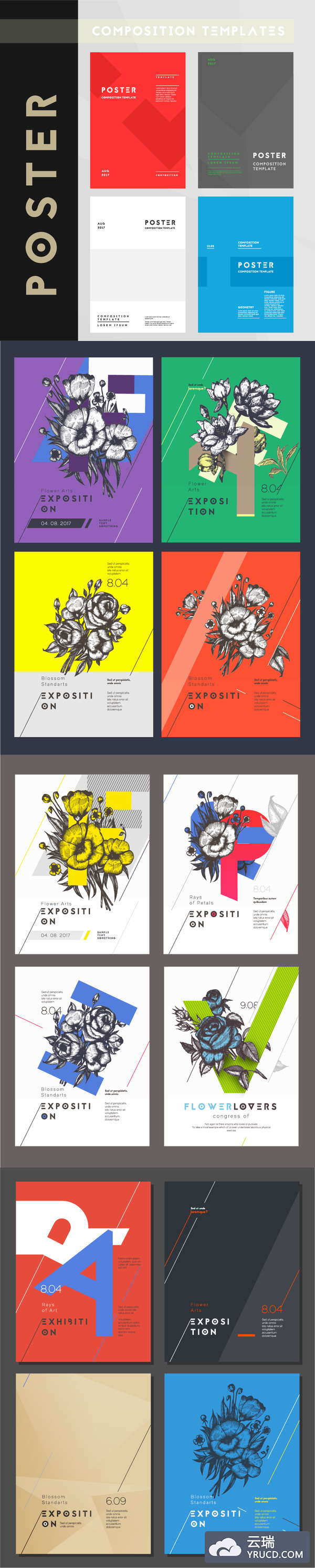 16款经典漂亮的海报设计版式（ai）