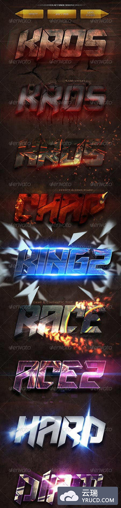 典型游戏酷炫风格的photoshop字体图层样式下载[PSD]