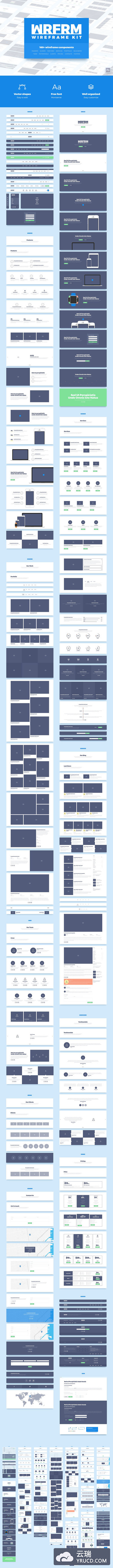 完美的多功能网页线框图框架(WireFrame)模版下载[PSD]