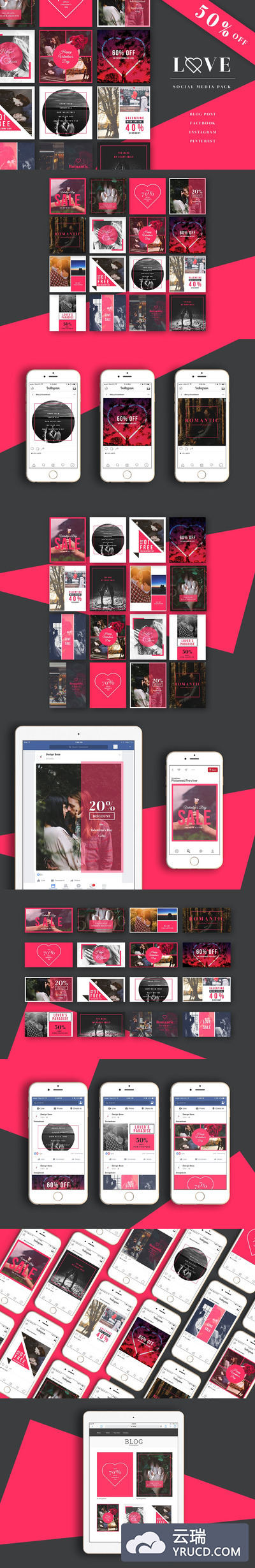 包含48个文件的恋爱主题社交广告图设计模版