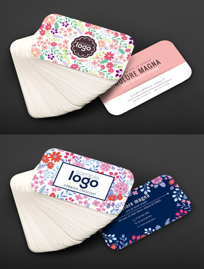 2款清新的夏季矢量花卉名片分享（AI&psd）