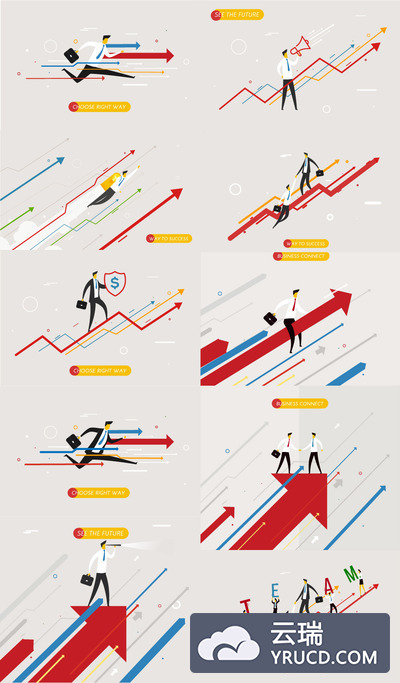 10各适合动画的矢量商务箭头小人（ai）