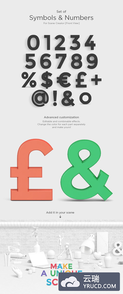 18个高端质感数字和符号（psd）