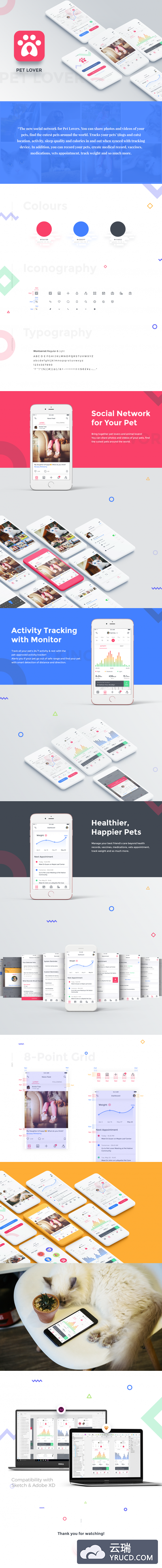 宠物管理应用类的APP UI KITS下载[Sketch,XD]