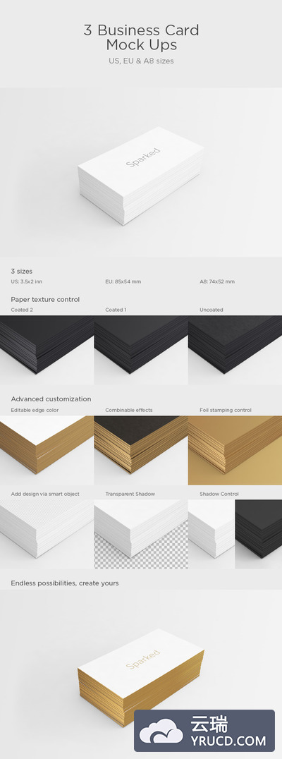 多种材质表现的商务卡片展示模型mockups（psd）