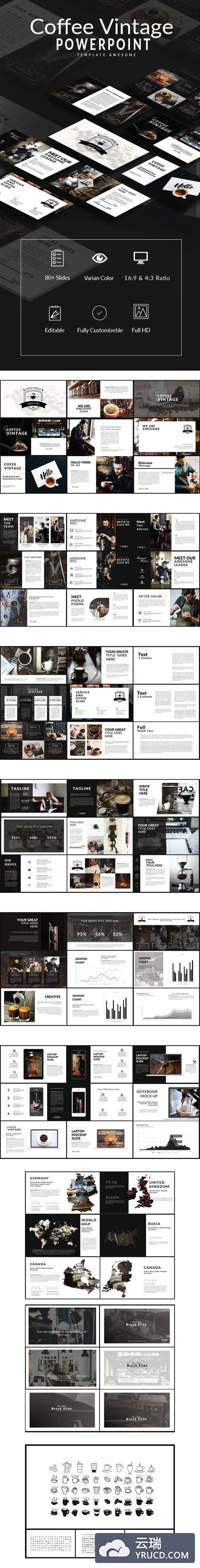 一套高端咖啡主题PPT模版打包下载