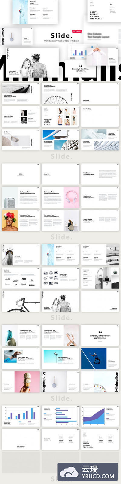 一款极简风PPT打包下载[KEY]