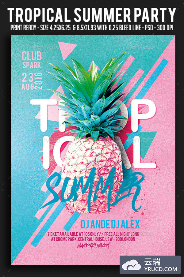 一款热带夏季风格海报PSD下载