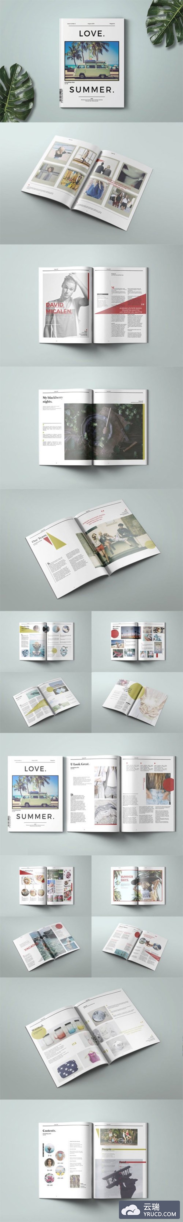 清爽夏季杂志模版打包下载