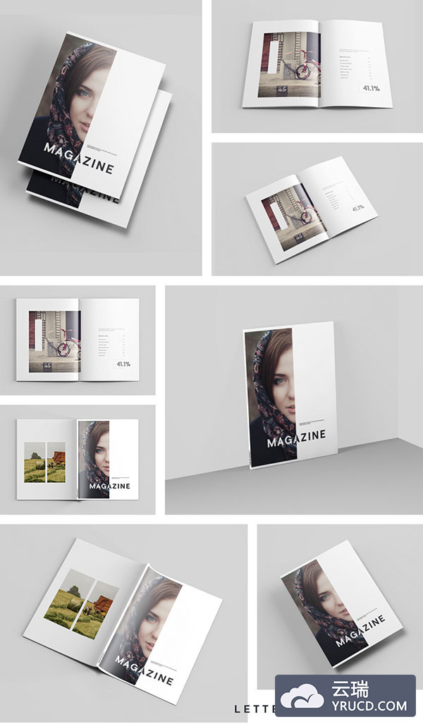 时尚杂志排版展示效果模型mockups（psd）