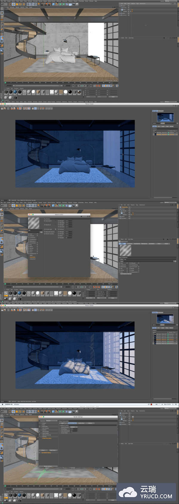 C4D 室内场景灯光教程