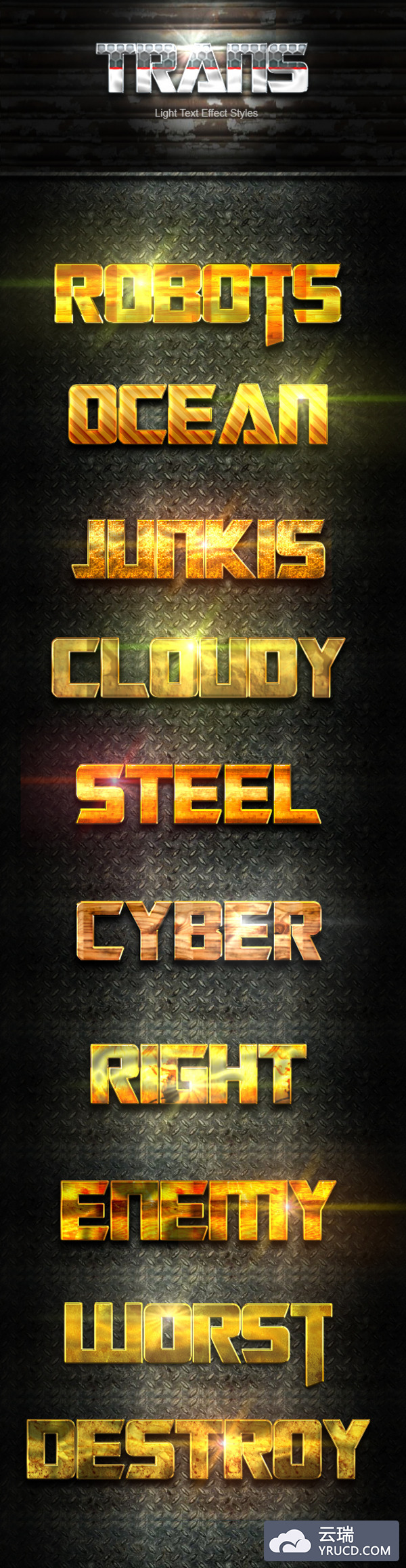 10款金色质感图层样式打包下载