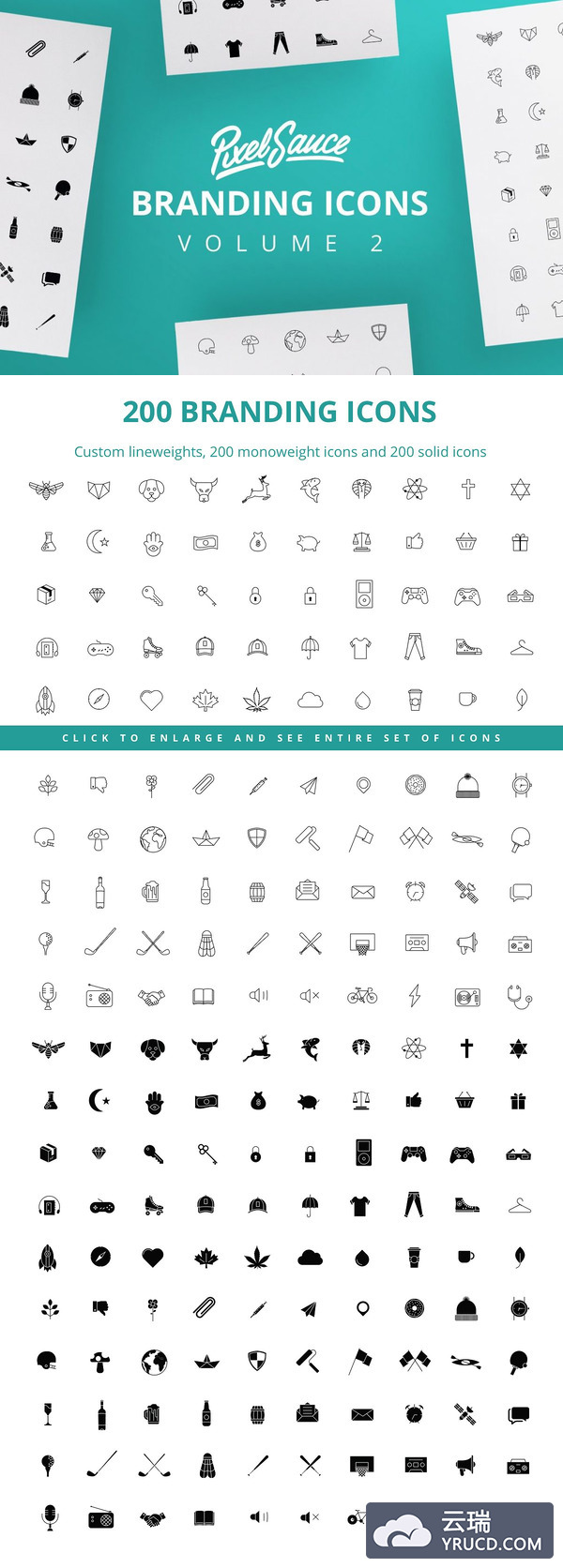 200个实用的矢量线面图标打包下载