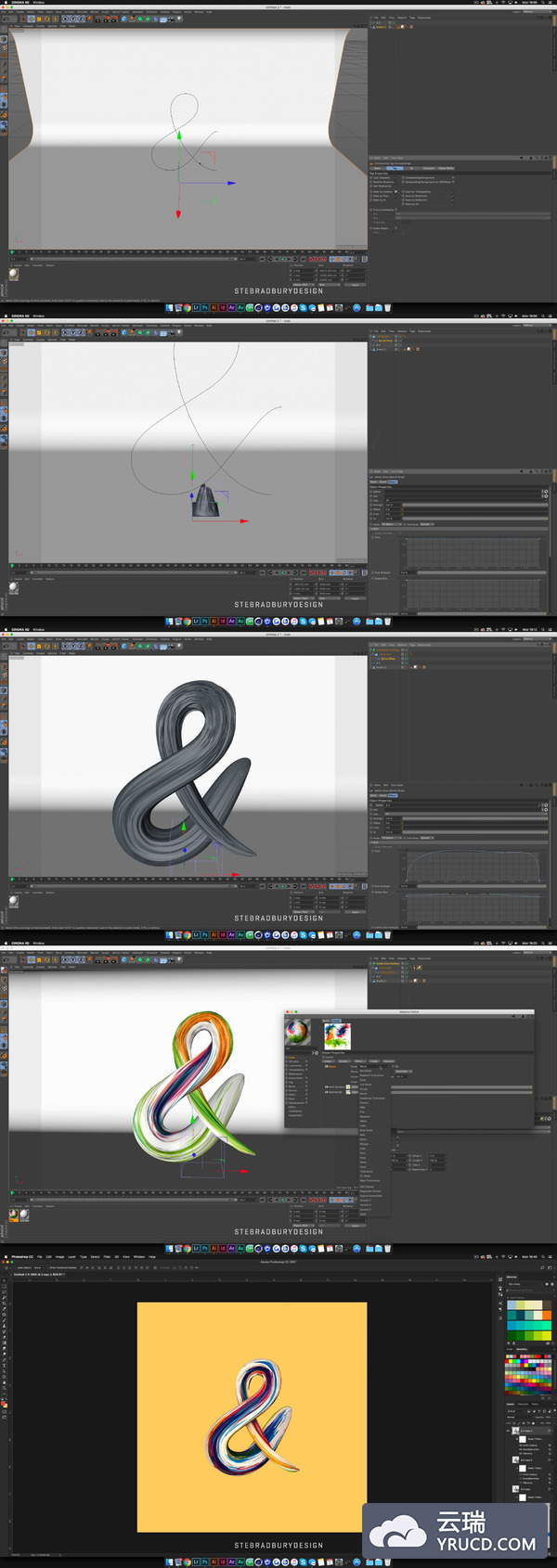 C4D 3D手绘笔刷路径教程