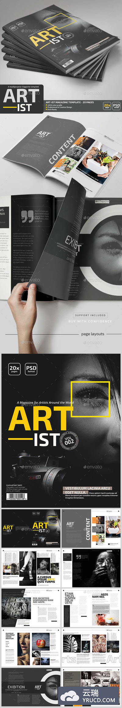 可直接用于打印的非常有设计品位的高端杂志模板下载(psd)