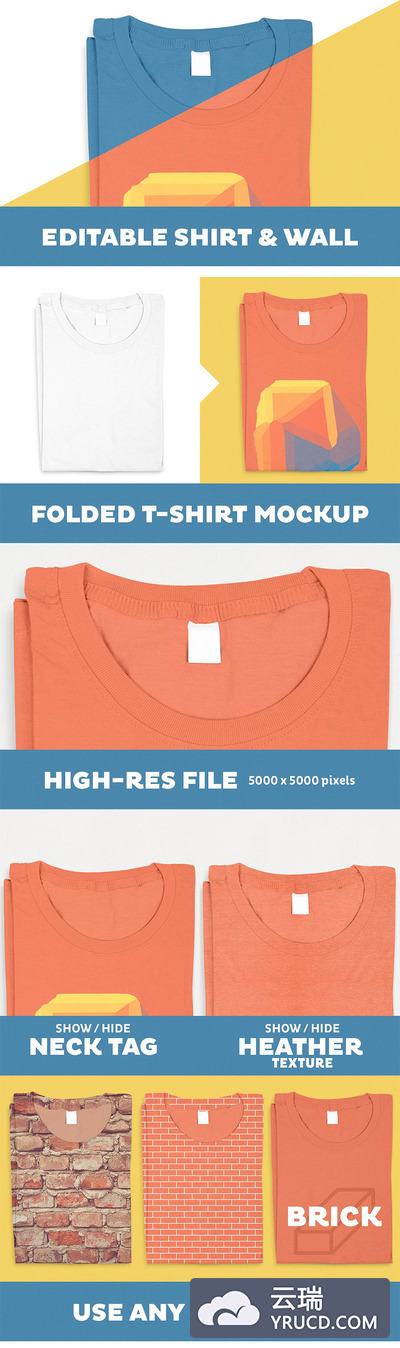 漂亮的T恤纹样设计展示模型(Mockups)下载[PSD]