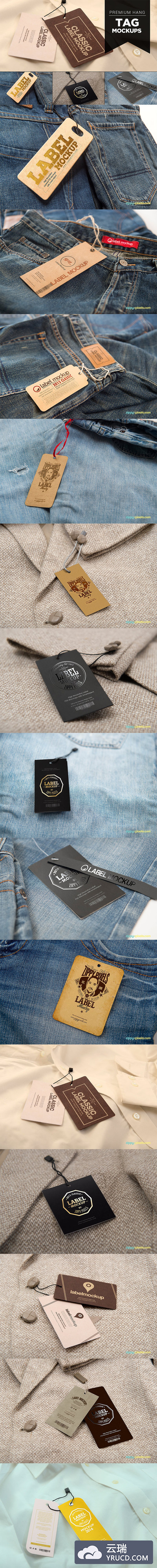 14个值得收藏的独特的服装吊牌模型mockups（psd）