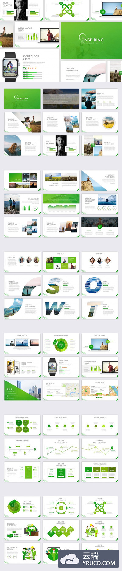 清新积极的绿色风格PPT打包下载[PPTX]