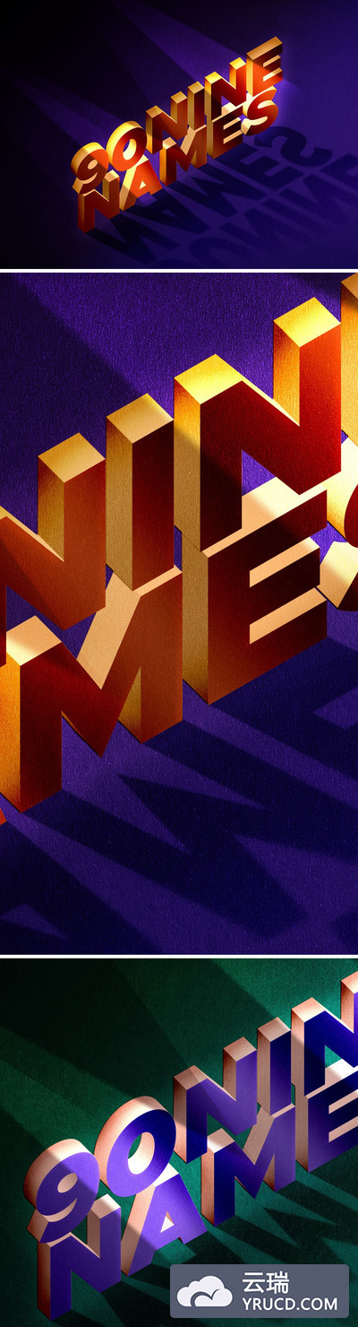 光影感强烈的3D立体字图层样式下载[PSD]